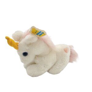 Dakin 1982 Vintage Small 6" Unicorn White Pink Heart Plush Stuffed Animal W/ TAG